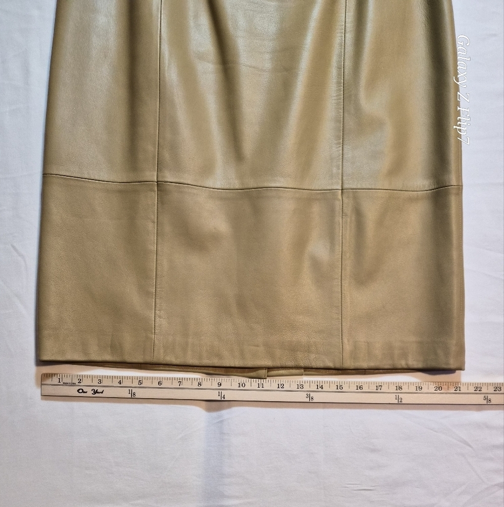 Talbots Petites 100% Genuine Leather Pencil Skirt - Camel / Tan - Size 14P - Picture 5 of 7